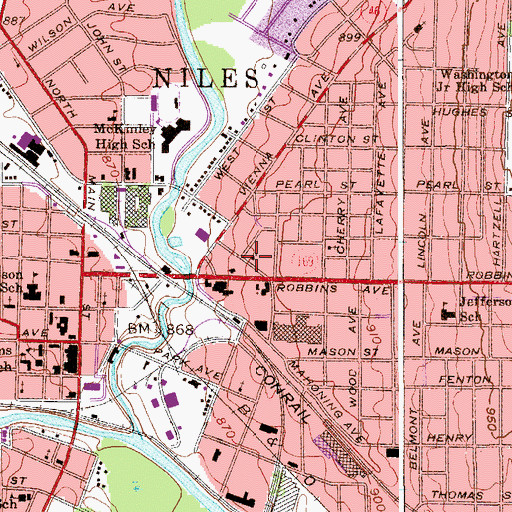 Topographic Map of First Church of the Nazarene, OH