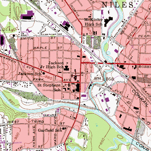 Topographic Map of McKinley Birthplace Memorial, OH