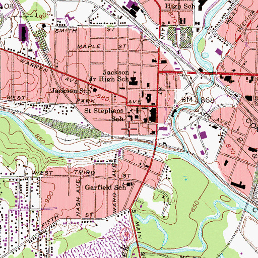 Topographic Map of Saint Johns Romanian Orthodox Church, OH