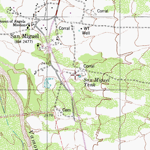Topographic Map of San Miguel Tank, AZ