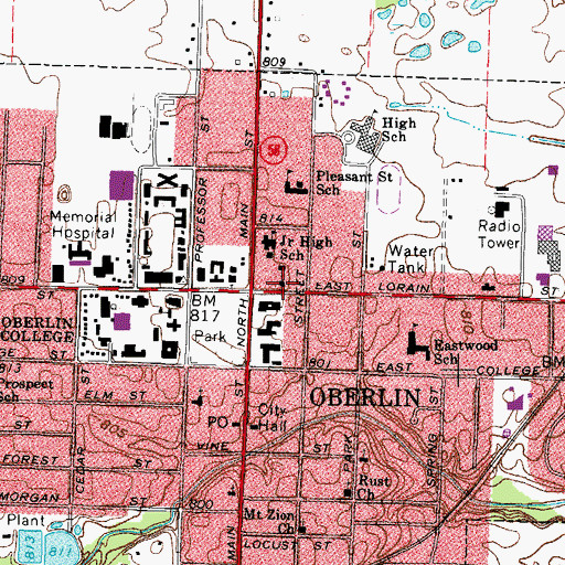 Topographic Map of First Baptist Church, OH