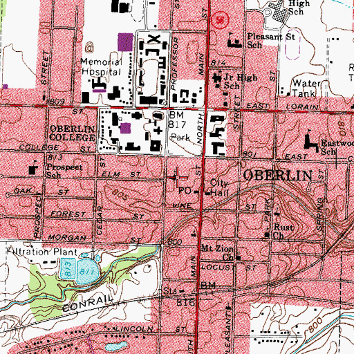 Topographic Map of First Methodist Episcopal Church, OH