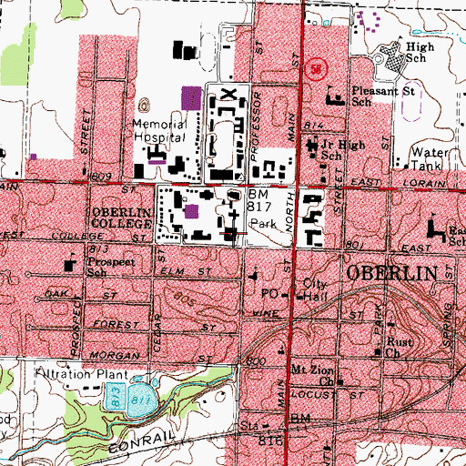 Topographic Map of Warner Center, OH