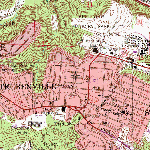 Topographic Map of Brady Estates, OH