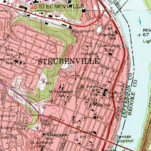 Topographic Map of Buchanan School (historical), OH