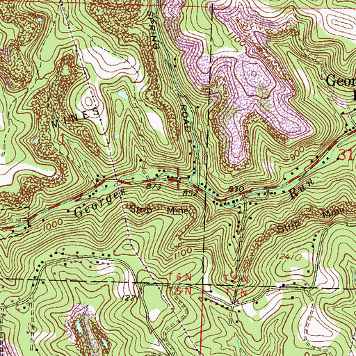 Topographic Map of Georges Run School (historical), OH