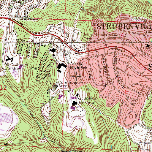 Topographic Map of Glendwell, OH