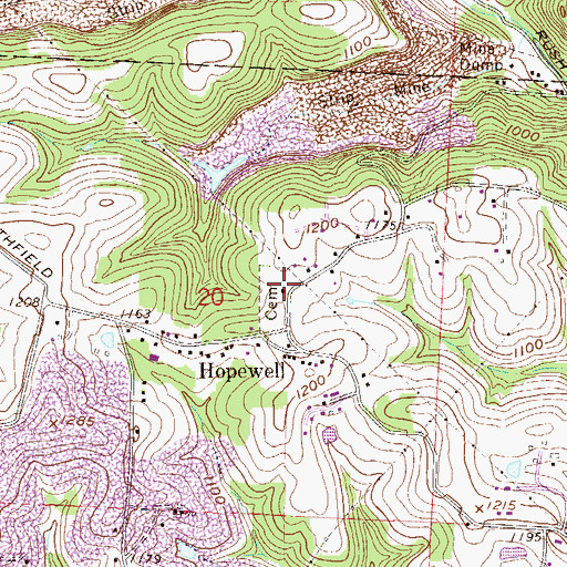 Topographic Map of Hopewell Methodist Church, OH