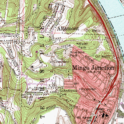Topographic Map of Mingo Junction Cemetery, OH