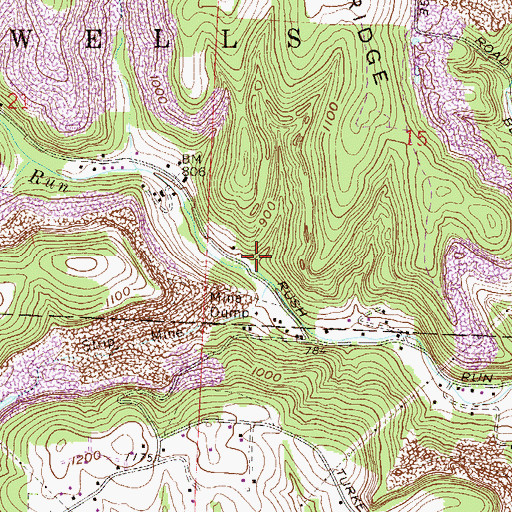 Topographic Map of Rush Run Chapel (historical), OH