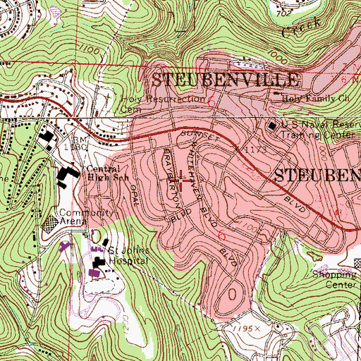 Topographic Map of Spahns Addition, OH