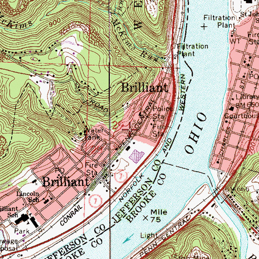 Topographic Map of Washington School (historical), OH