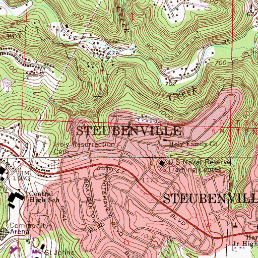 Topographic Map of Beverly Hills, OH