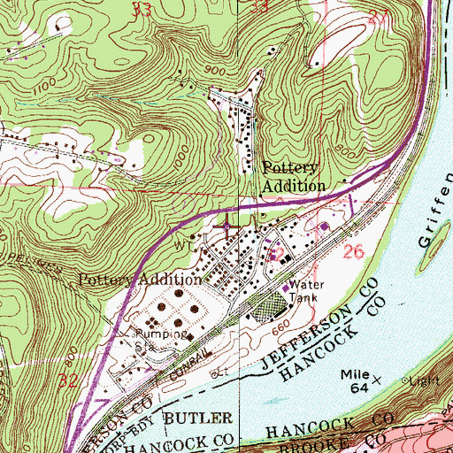 Topographic Map of Brier Hill School (historical), OH