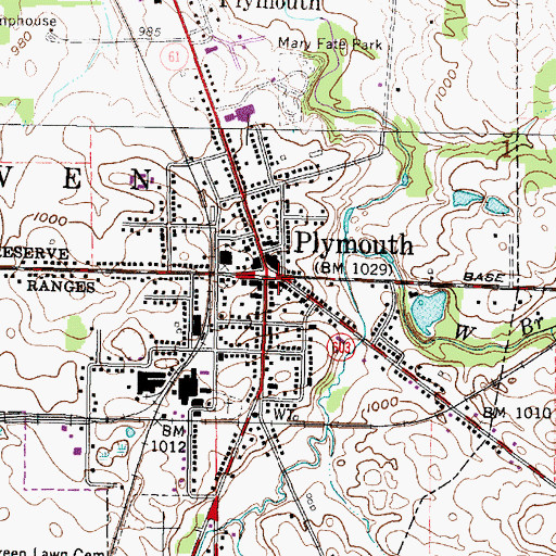 Topographic Map of Plymouth Post Office, OH
