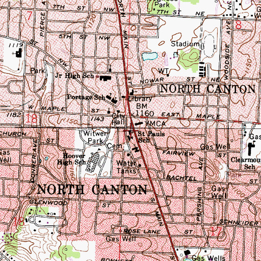 Topographic Map of Saint Pauls Roman Catholic Church, OH