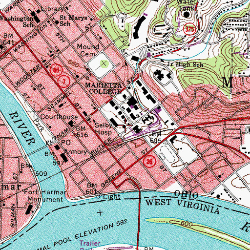 Topographic Map of Fayer Weather Hall, OH