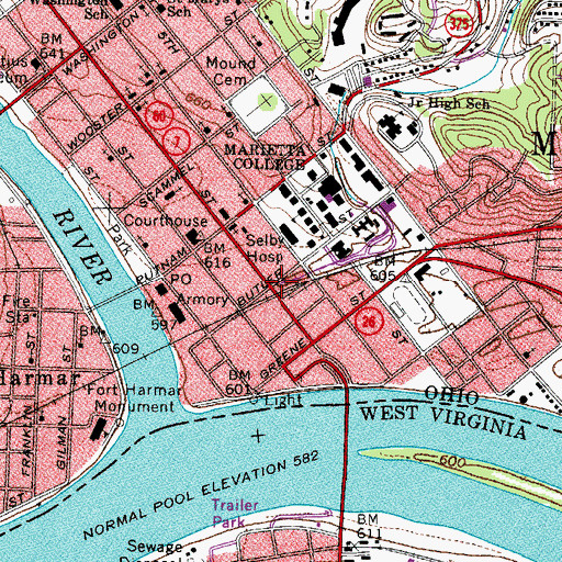 Topographic Map of Goose Creek, OH