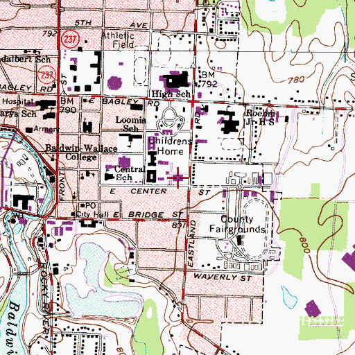 Topographic Map of A B Bonds Junior Administration Building, OH