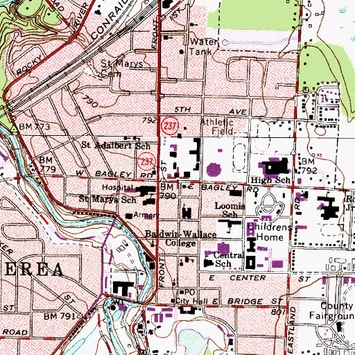 Topographic Map of Carnegie Hall, OH