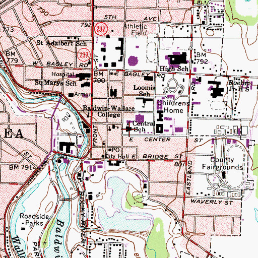 Topographic Map of Collins Tennis Center, OH