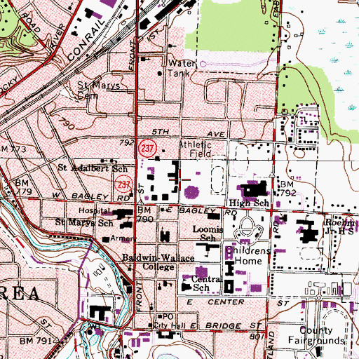 Topographic Map of Findley Hall, OH