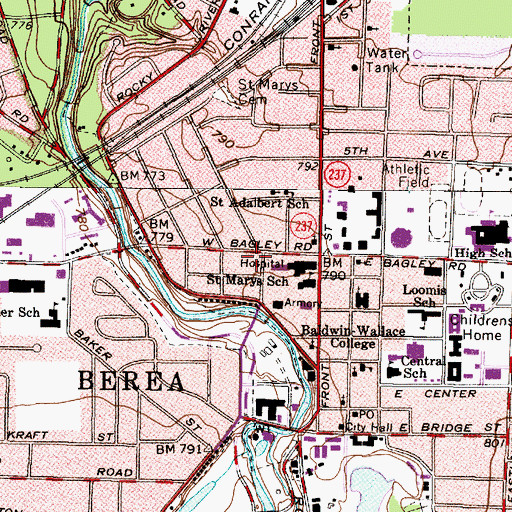 Topographic Map of Hanson Hall, OH