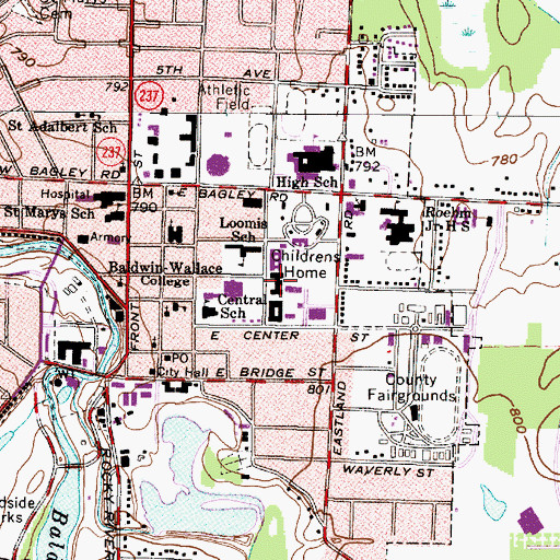 Topographic Map of Heritage Hall, OH