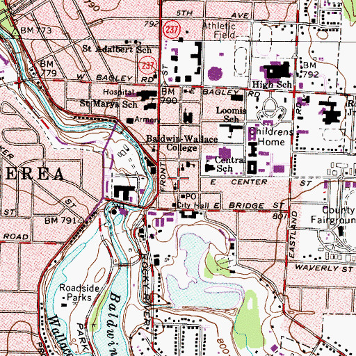 Topographic Map of Merner-Pfeiffer Hall, OH