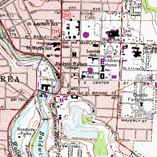 Topographic Map of Saylor Hall, OH