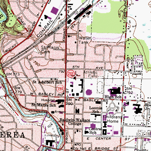 Topographic Map of Ward Hall, OH