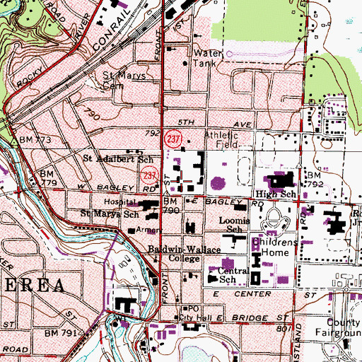 Topographic Map of Wheeler Hall, OH