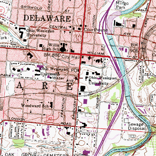 Topographic Map of Memorial Union, OH