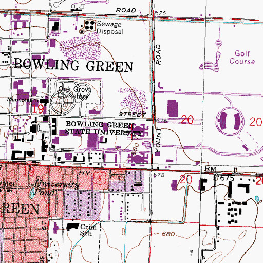 Topographic Map of Ashley Hall, OH