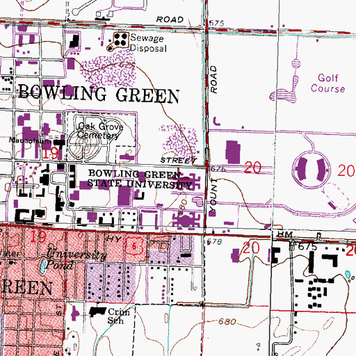 Topographic Map of Batchelder Hall, OH