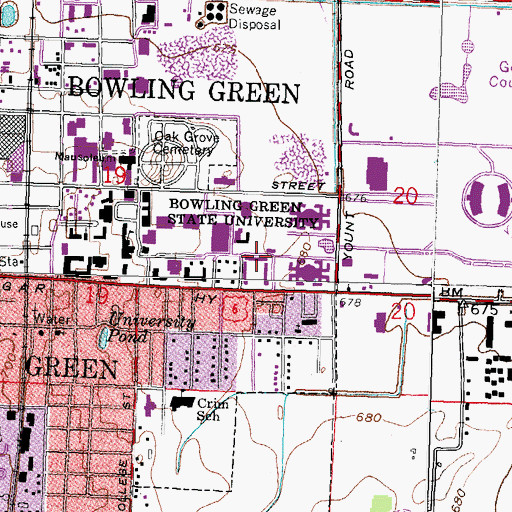 Topographic Map of Conklin Hall, OH