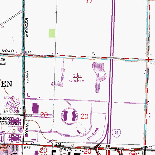 Topographic Map of Creason Golf Course, OH
