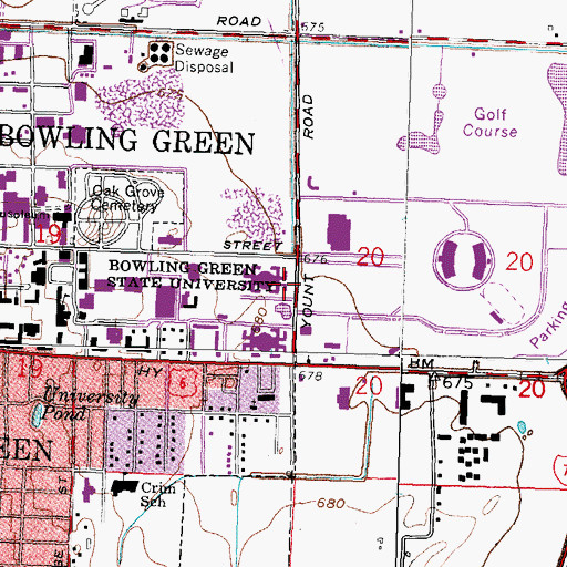 Topographic Map of Darrow Hall, OH