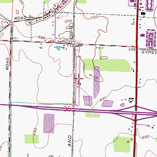Topographic Map of Gypsy Lane Estates Mobile Home Park, OH