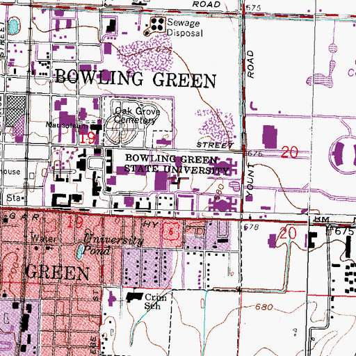 Topographic Map of Jerome Library, OH