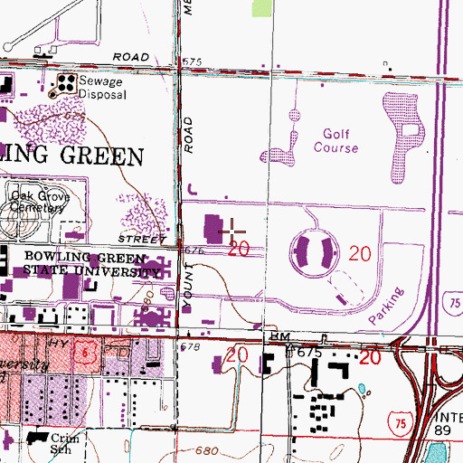 Topographic Map of Keefe Tennis Courts, OH