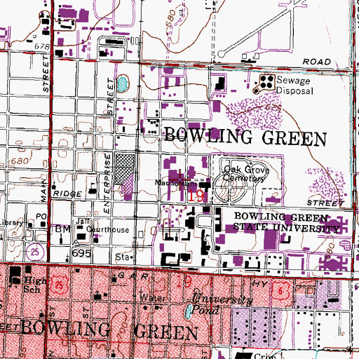 Topographic Map of McDonald Hall, OH