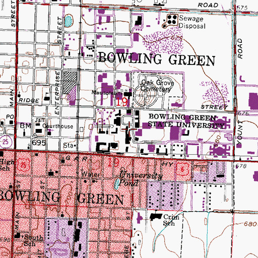 Topographic Map of Moseley Hall, OH