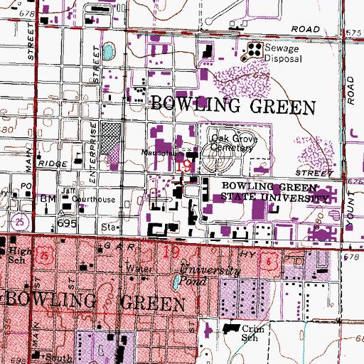 Topographic Map of Prout Hall, OH