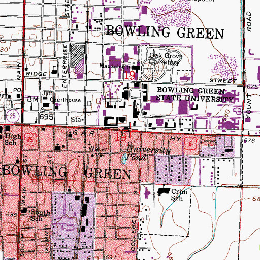 Topographic Map of South Hall, OH