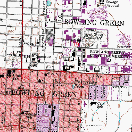 Topographic Map of West Hall, OH