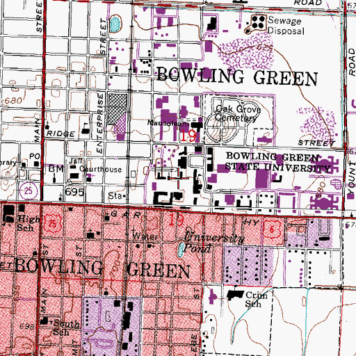 Topographic Map of Williams Hall, OH