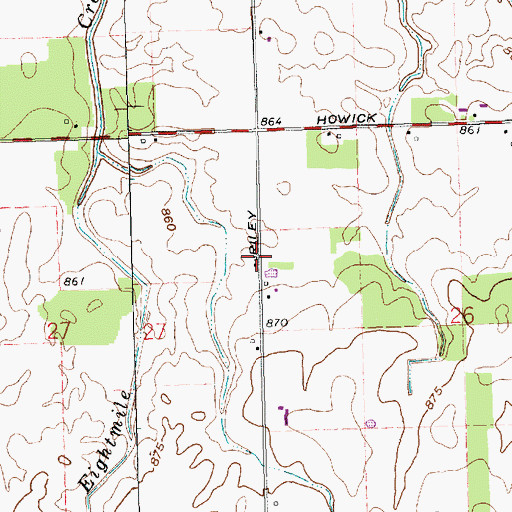 Topographic Map of Hardscrabble School (historical), OH