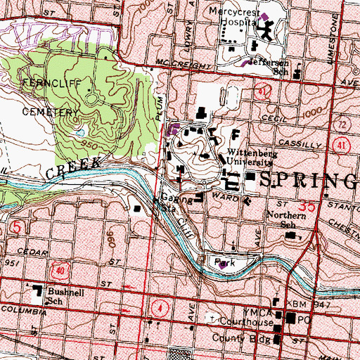 Topographic Map of Carnegie Hall, OH