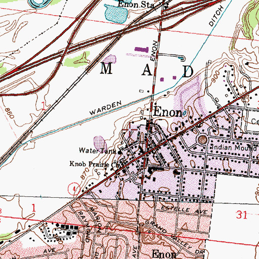 Topographic Map of Enon Mobile Home Park, OH